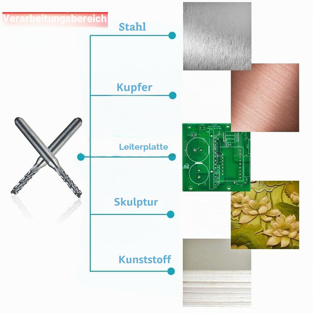 10 stücke Schaftfräser Hartmetallfräser Set Gravur Bits Carving Bohrer SMT/CNC/PCB Cutter 2mm