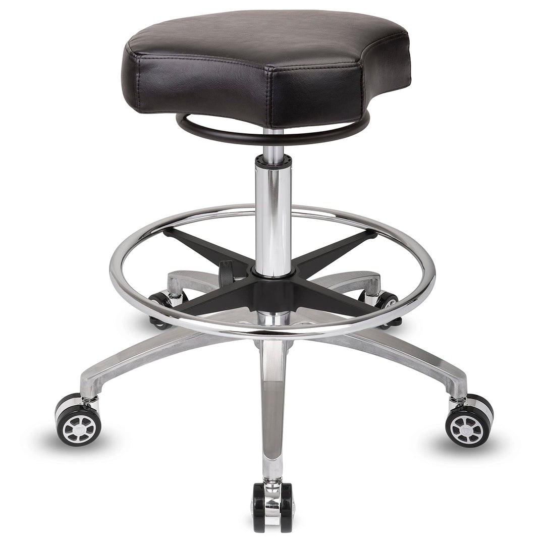 Staboos Rollhocker bis 160 kg - Ergonomisch geformter Sitz mit Ringauslösung - Drehhocker (Rollen un