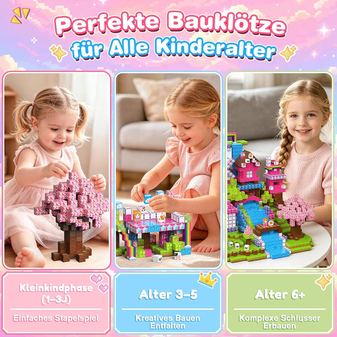 Magnetische Bausteine, 150 PCS Magnetbausteine Kinder Spielzeug ab 3 Jahre Geschenk Mädchen 3 4 5 6