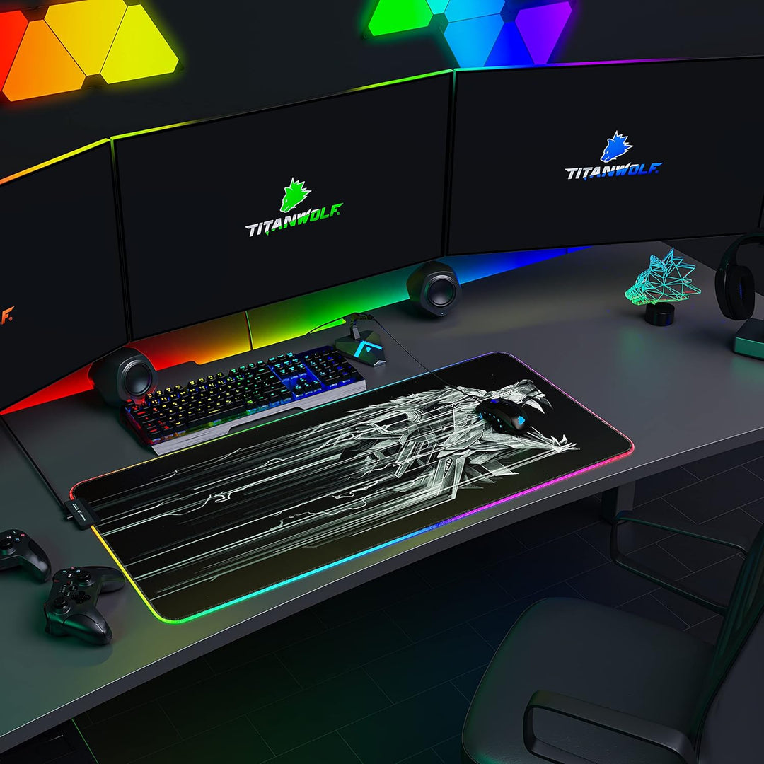 CSL-Computer – XXL RGB Gaming Mauspad – LED Schreibtischunterlage – 900 x 400 mm Übergrösse – XXL Ma