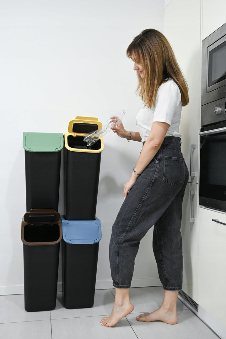 Go Practic 2-er Mülleimer-Set Küche Mülltrennsystem 2x Mülleimer 35l mit Deckel und 2-Pack Bioaktivk