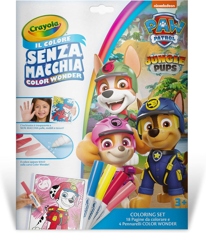 CRAYOLA Color Wonder, Coloring Set mit 18 Malvorlagen und 4 Filzstiften Paw Patrol, Paw Patrol