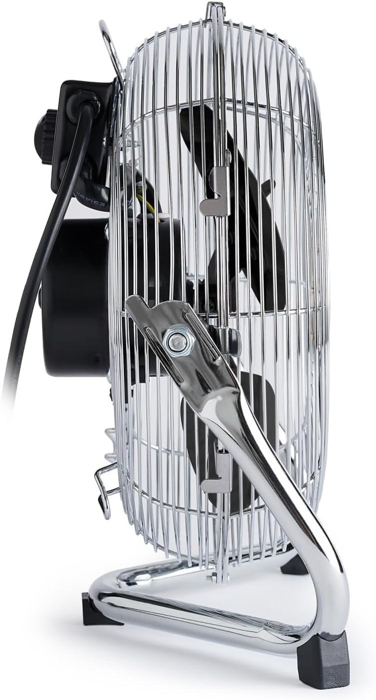 Bigben 48-W-Tischventilator, 3 Geschwindigkeitsstufen, neigbarer Kopf, gebürstetes Aluminium, für Sc
