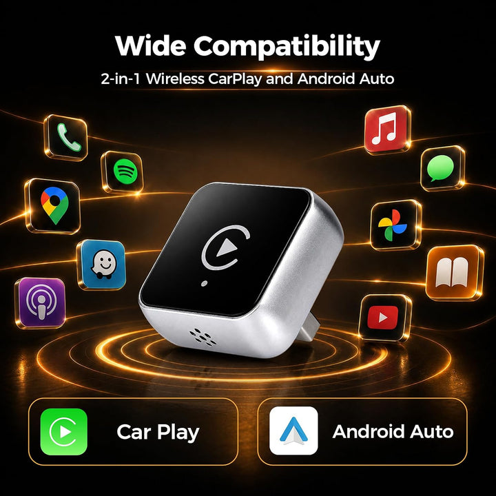 2026 Wireless CarPlay &amp; Android Auto Adapter 2-in-1 – Mit 2,4+5,0 GHz WiFi 6, Bluetooth 5.3, Plug &amp;