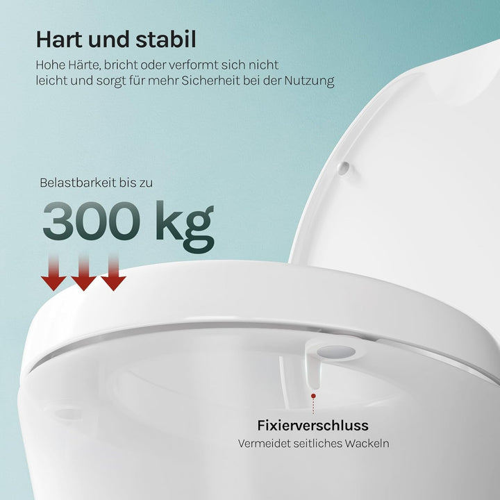WOLTU Toilettensitzerhöhung, Toilettendeckel Erhöhung 5cm, WC Sitz mit Absenkautomatik O-Form, aus D