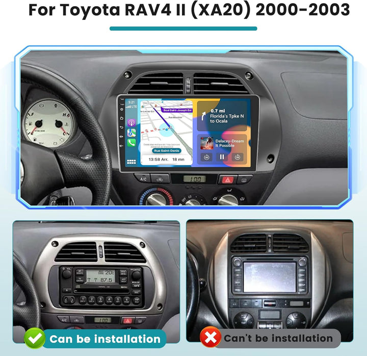 Hikity 2G 64G Android 15 Autoradio Für Toyota RAV4 2001-2006 mit Wireless Carplay Android Auto,9 Zol