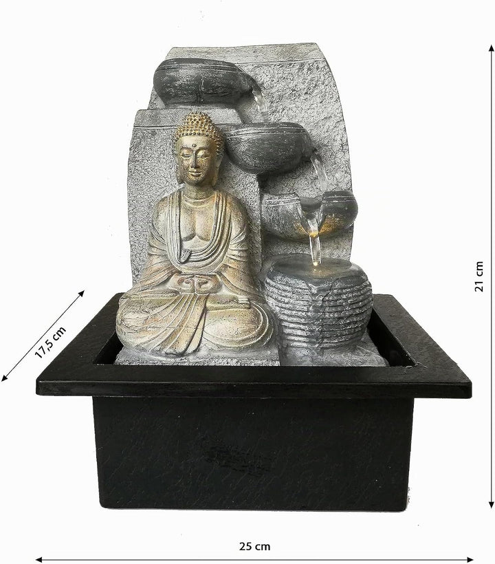 Dehner Zimmerbrunnen Steine mit LED Beleuchtung, ca. 25 x 17.5 x 21 cm, Polyresin, grau