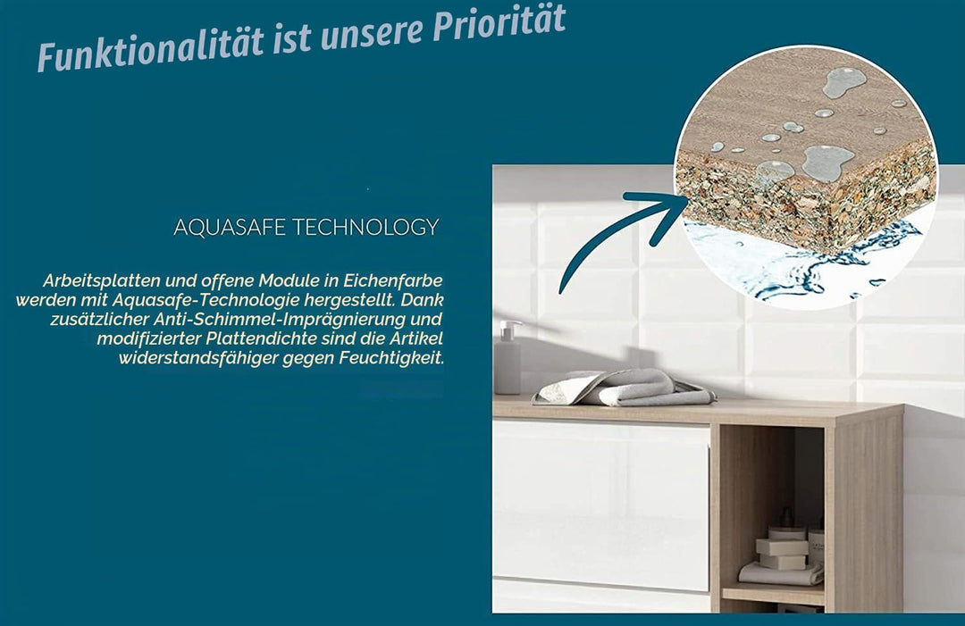 VBChome Badmöbel 60 cm Weiss mit Armatur und Pop-up ventil Waschbecken mit Unterschrank Waschtisch 2