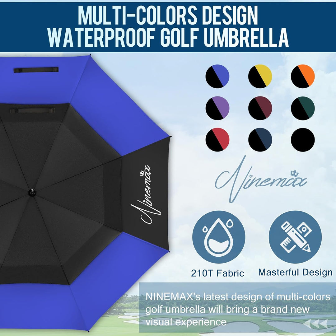NINEMAX Golf Regenschirm Gross Sturmfest XL/XXL, Grosser Regenschirm Sturmfest Stabil, Golfschirm Gr