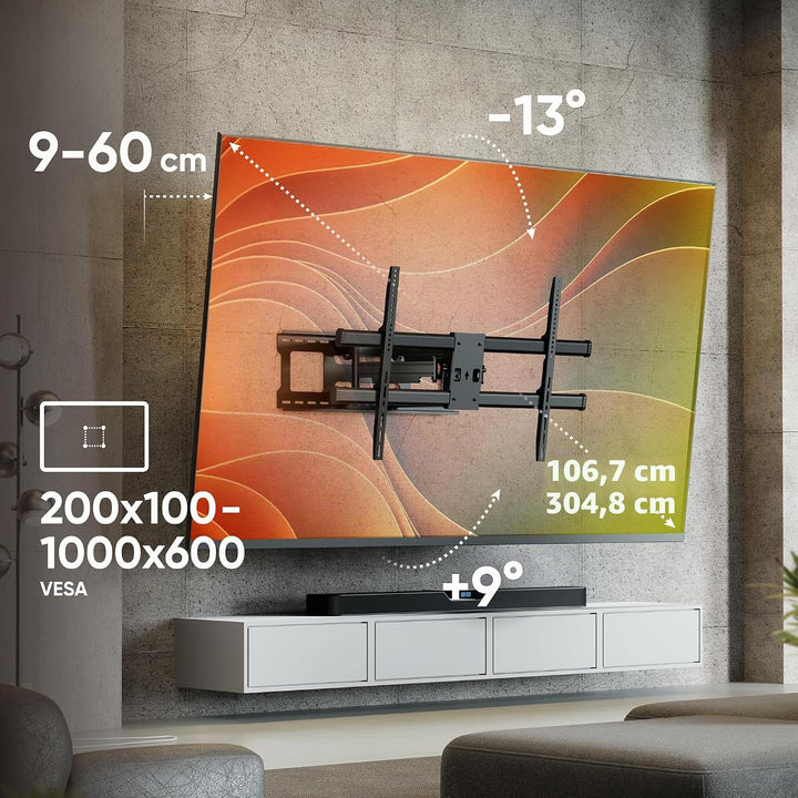 ONKRON TV Wandhalterung schwenkbar für 42-120 Zoll Fernseher bis 100 kg, TV Halterung ausziehbar, Fe