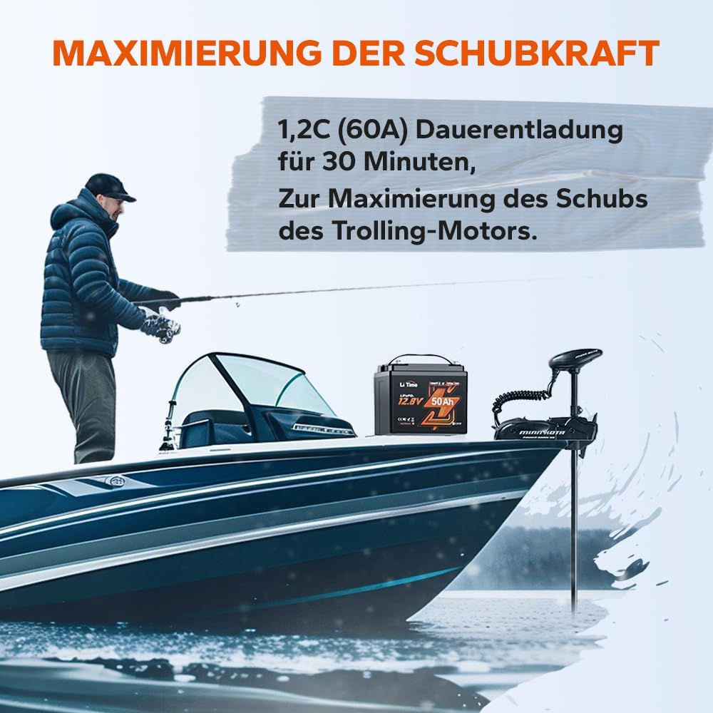 LiTime LiFePO4 12V 50Ah Bluetooth Lithium Batterie mit Tieftemperaturschutz, 50A BMS, Max. 15000 Zyk