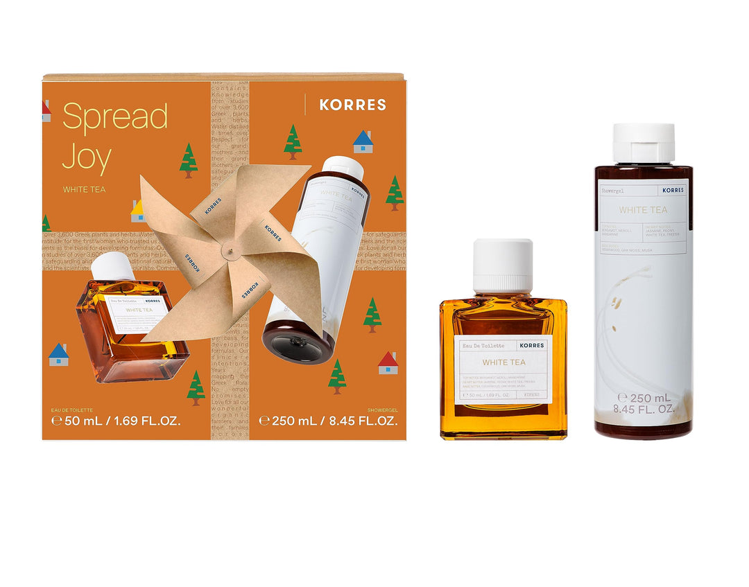 KORRES WHITE TEA Duftset für Sie, Geschenkset für Damen mit EDT 50 ml und Duschgel 250 ml, vegan Whi