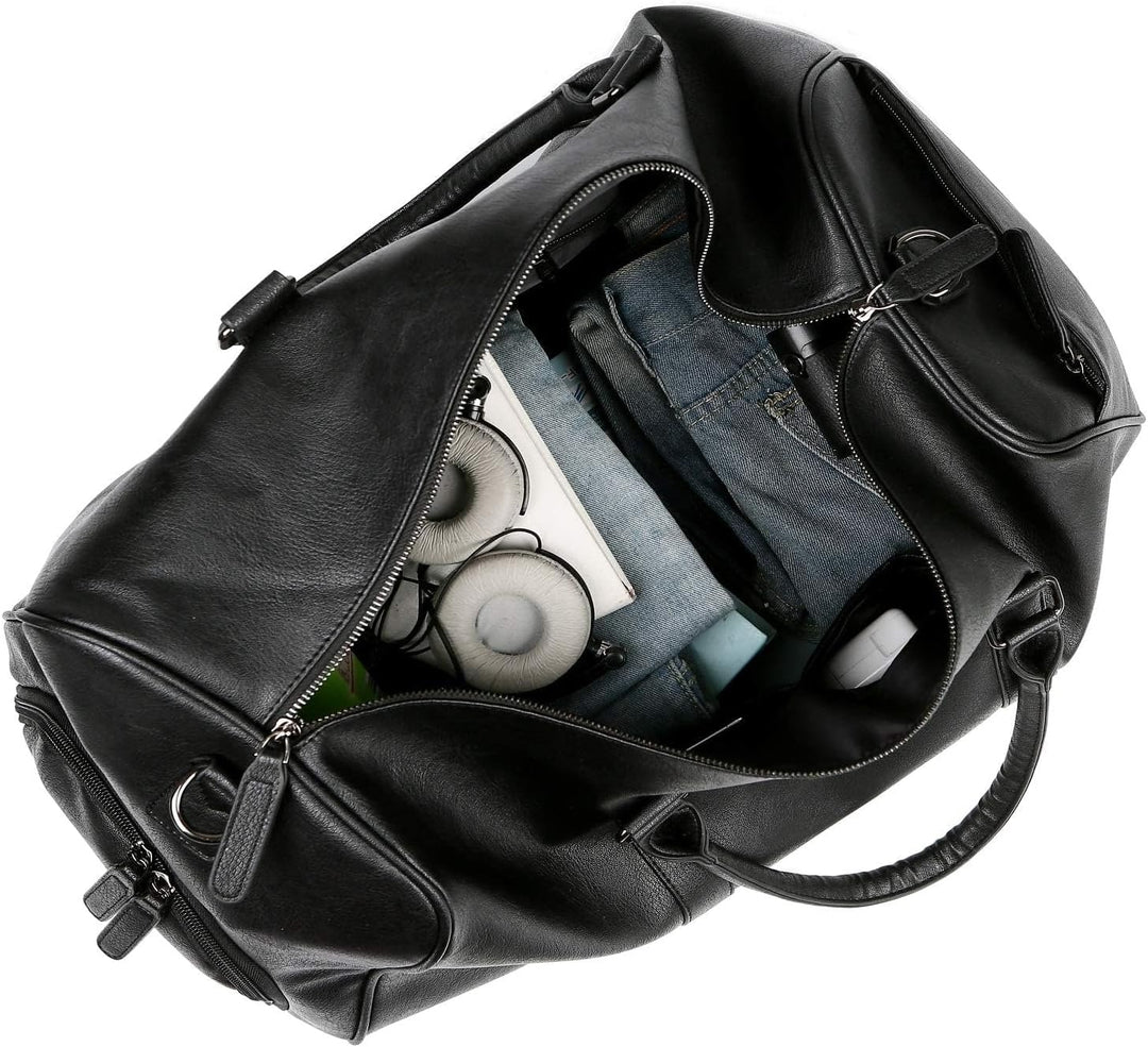 Reisetaschen Herren PU Leder Wasserdicht Weekender Tasche Grossen Kapazität Reisetasche Sporttasche