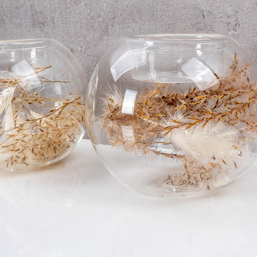 levandeo 3er Set Teelichthalter Glaskugel Blumen Bohodeko Kerzenständer Tischdeko Hochzeit Kugel Dek