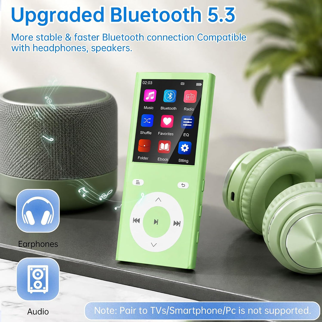 90GB MP3 Player Bluetooth 5.3, Musik Player 2 TF-Kartensteckplätzen