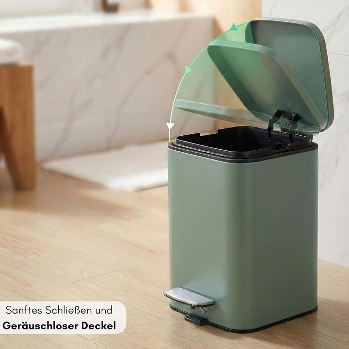 Erreke Badezimmer-Treteimer 3L, Grün, herausnehmbarer Inneneimer, Robust Sage Green, Sage Green