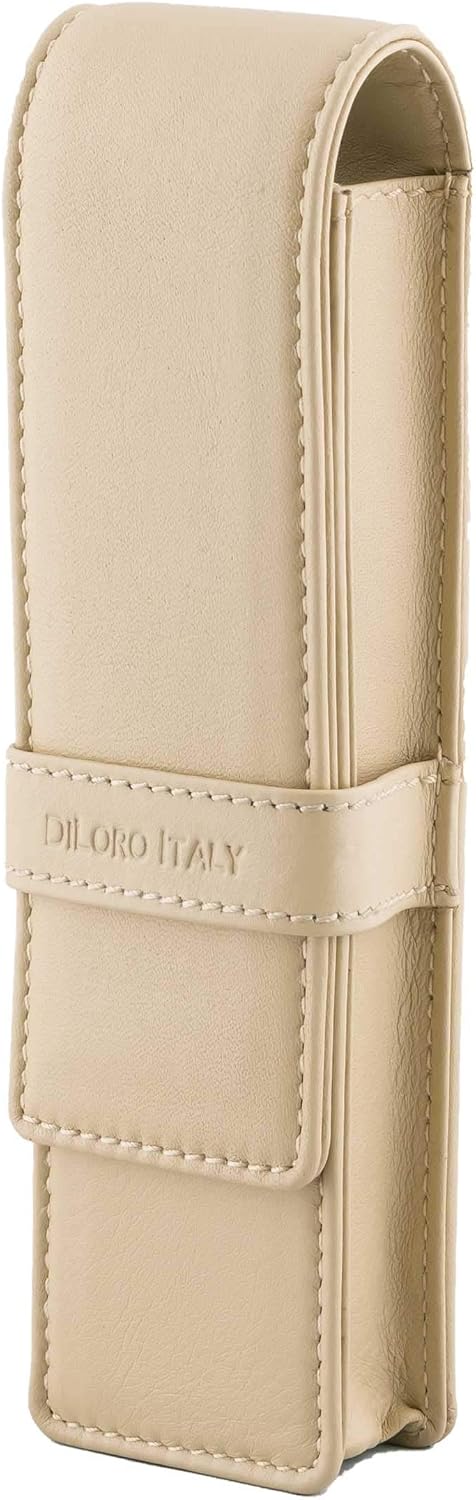 DiLoro Doppel-Federmäppchen aus Leder, Stifteetui für Zwei Füllfederhalter, Tintenroller und Bleisti