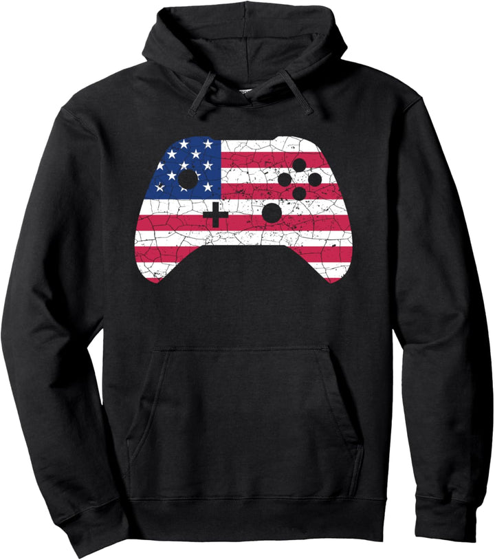 4th of July Gamepad / Game Controller - USA Flag Pullover Hoodie
