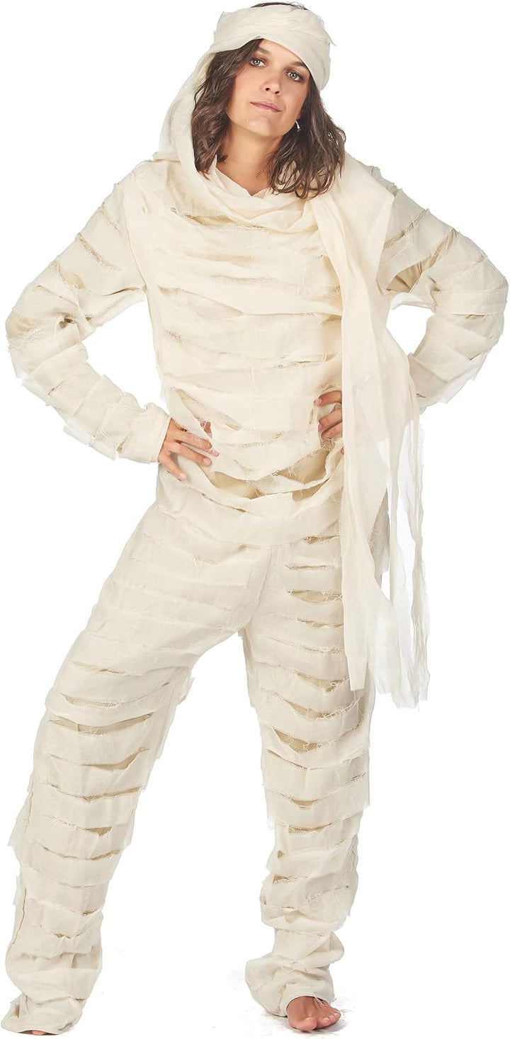 Vegaoo Mumien-Kostüm für Erwachsene 2-teilig weiss-beige - M