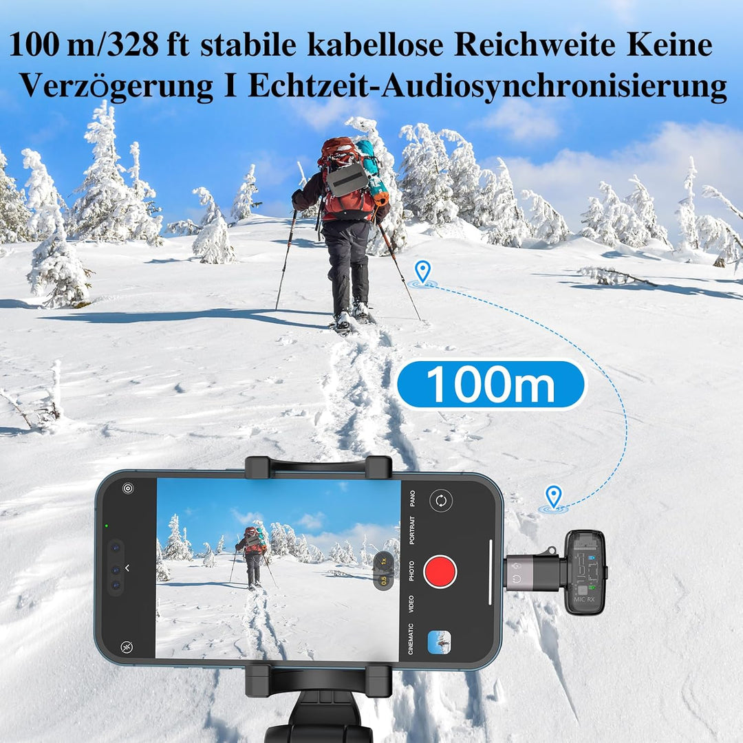 ZealSound Mini Kabellos Mikrofon für iPhone Handy Android iPad, mit USB-C/Lightning-Stecker,Stummsch