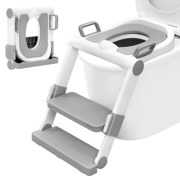 WOLTU Toilettensitz Kinder mit Treppe MONTAGEFREI, Toilettenaufsatz für Kinder, Toilettentrainer kla