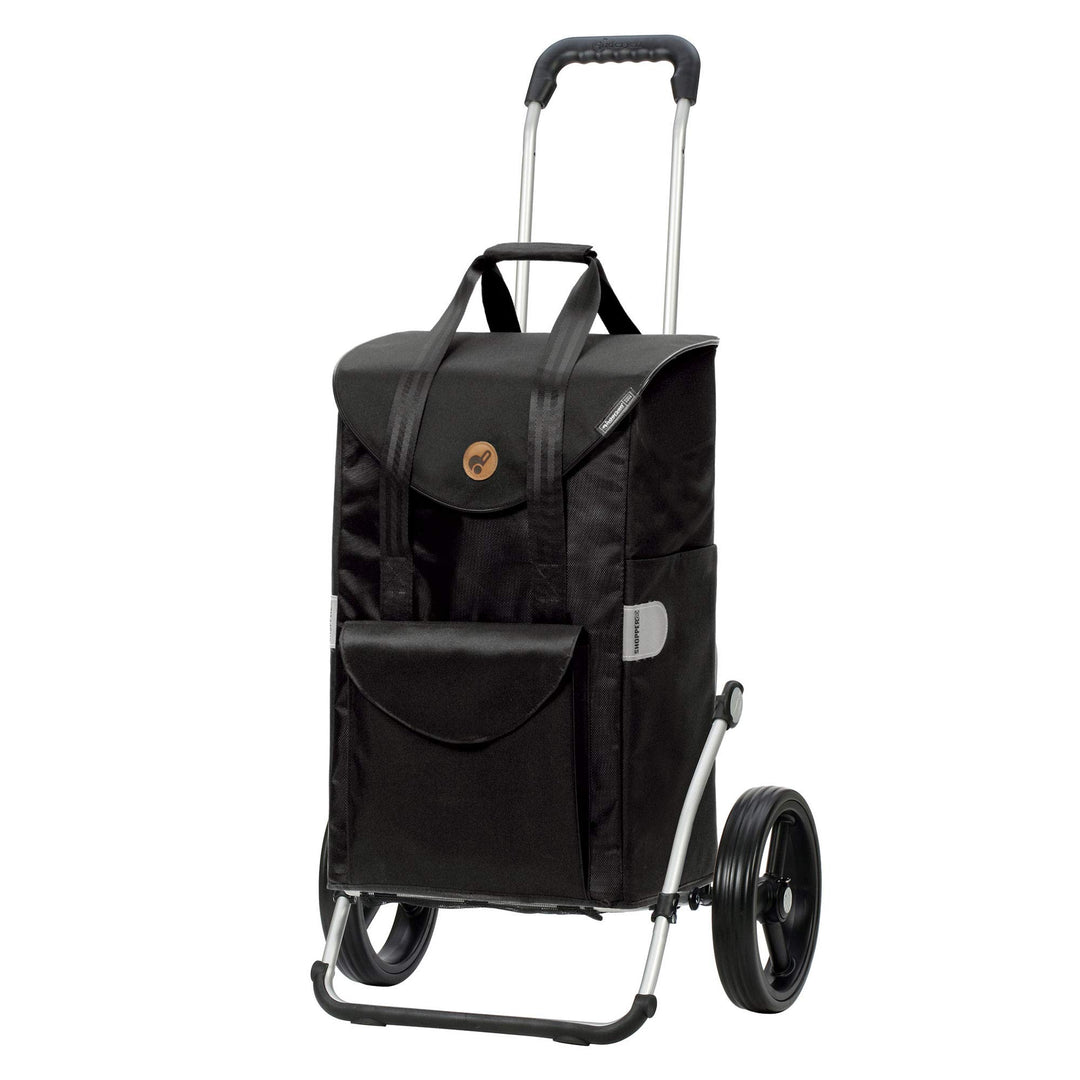 Andersen Einkaufstrolley Royal mit 3-Speichenrad und Einkaufstasche Senta schwarz 49 Liter
