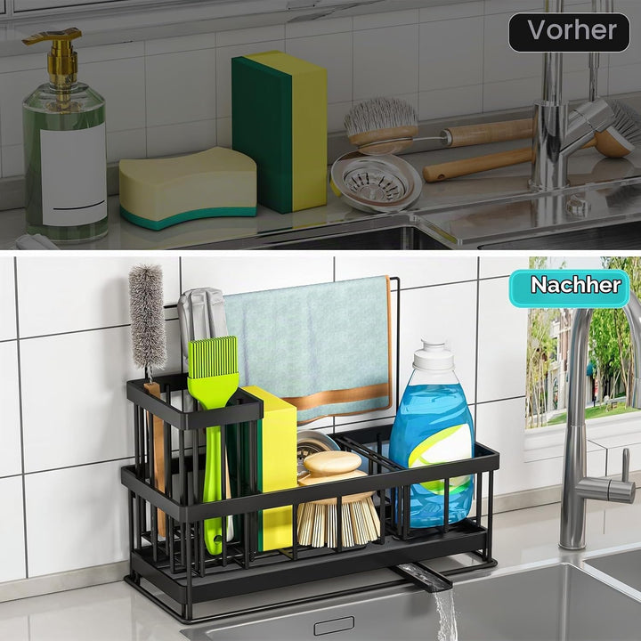 TidyTrove Schwammhalter für Spülbecken mit abnehmbarem Halter und Griff 23,8*10,2*19,6cm, 23,8*10,2*
