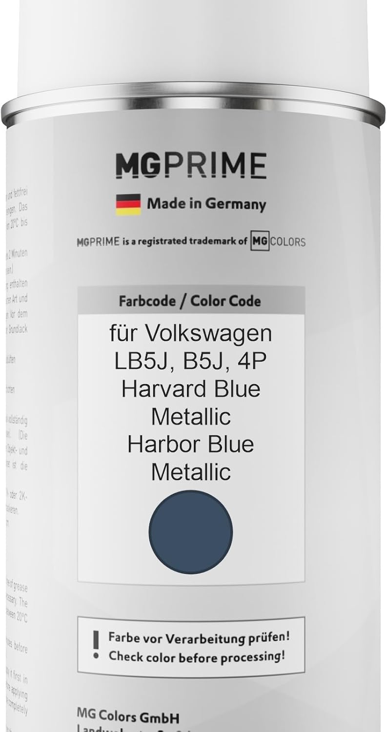 MG PRIME Autolack Sprühdosen Set für Volkswagen VW LB5J / B5J / 4P Harvard Blue Metallic/Harbor Blue