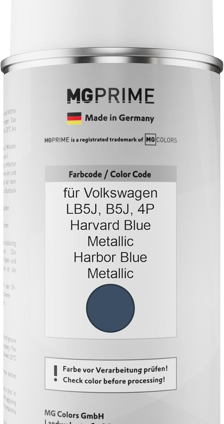 MG PRIME Autolack Sprühdosen Set für Volkswagen VW LB5J / B5J / 4P Harvard Blue Metallic/Harbor Blue