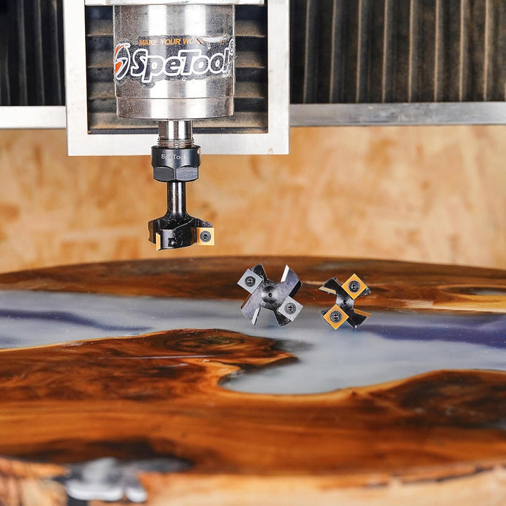 SpeTool Planfräser 12mm Schaft 45mm Schnittdurchmesser Planfräser für Oberfräse Hobelfräser mit ATS