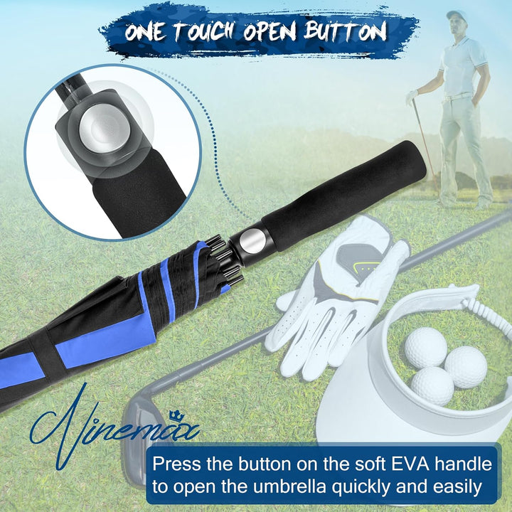 NINEMAX Golfschirm Gross 62/68 Inch Golf Regenschirm Sturmfest Automatik Öffnen Golf Regenschirm Dop