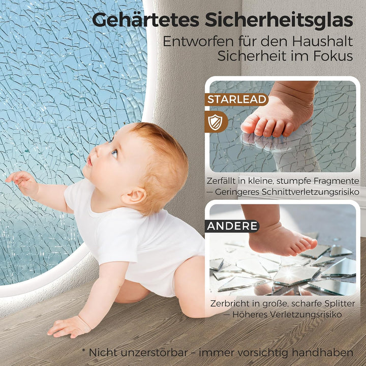 STARLEAD 80cm Runder-Badspiegel-mit-Beleuchtung 80L x 80B cm M3051 Danube Silver (5-fache Lupe), 80L
