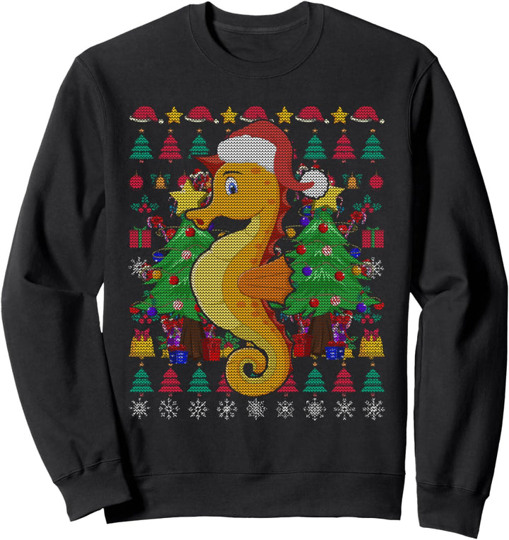Meeresbewohner Weihnachts Geschenk Seepferd Ugly Christmas Sweatshirt