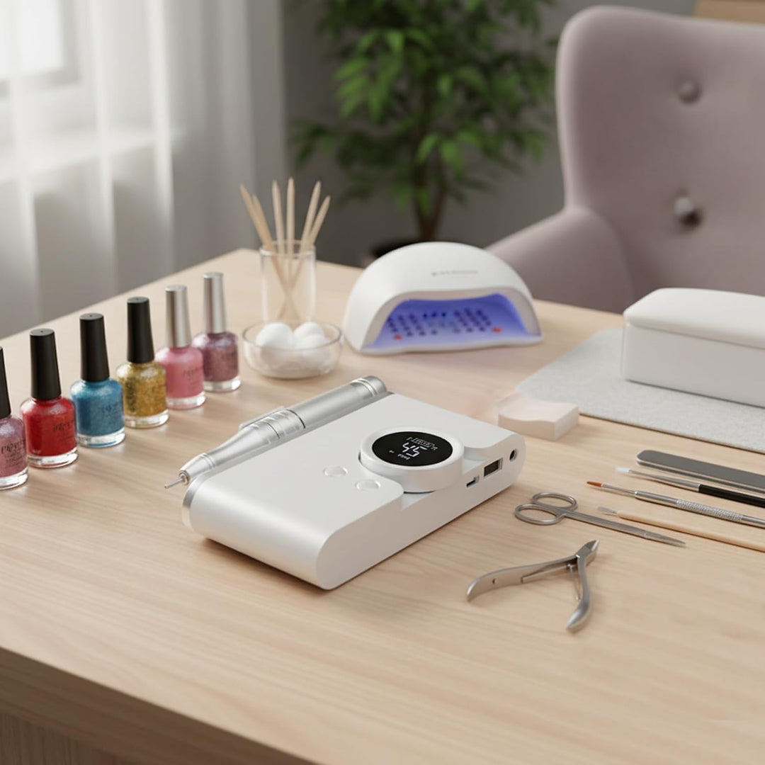 Nagelfräser weiss tragbar für Maniküre mit starkem Motor digital geeignet