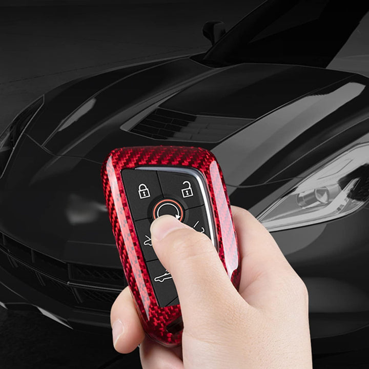 M.JVisun Echte Kohlefaser Abdeckung Fall Für Chevrolet Chevy Corvette C8 2020-2021 Auto Schlüssel Sc
