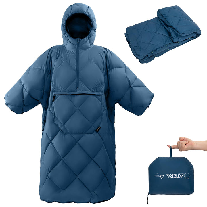 ATEPA Camping Decke Poncho, Ultraleicht Blau, Blau