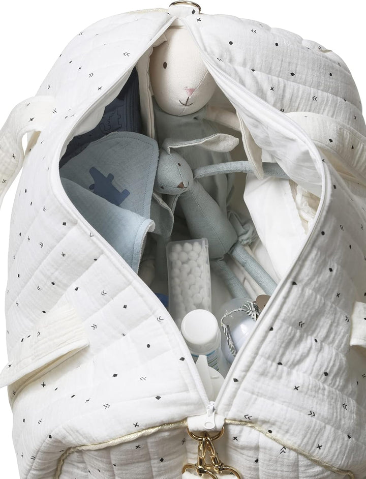 VERTBAUDET Baby Roll Wickeltasche aus Baumwollgaze, elfenbeinfarben, bedruckt mit TU