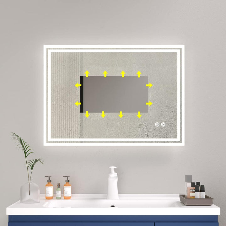 LED Badspiegel Badezimmerspiegel mit 3-Farben des Lichts Badezimmer Beleuchtung Antibeschlag Wandspi