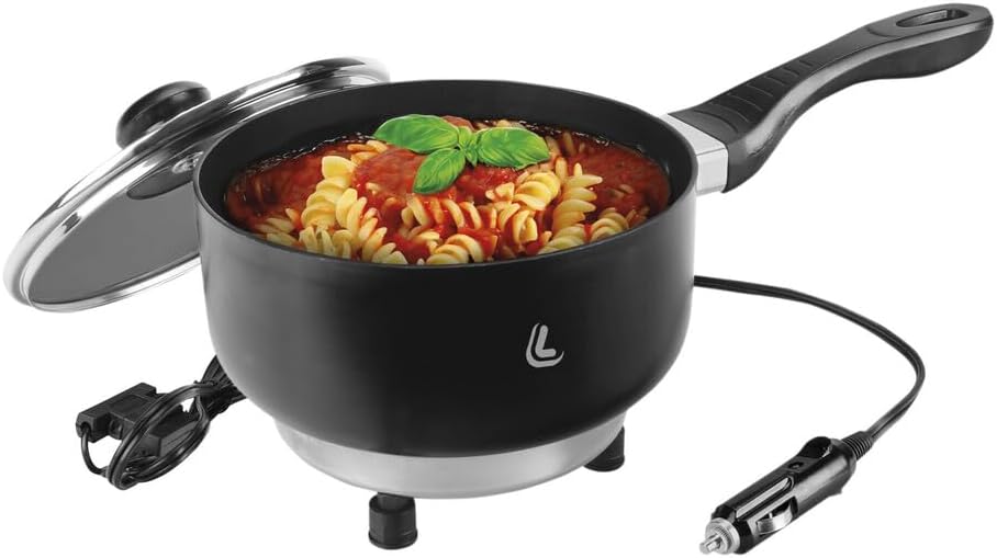 Lampa 97123 Electric Saucepan Tragbarer Kochtopf mit Zigarettenanzünder für unterwegs, Durchmesser 1