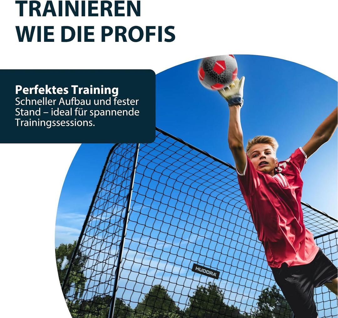 HUDORA Fussballtor TecTo – Outdoor-Tor mit klick-System für schnellen Aufbau – mit extra Netzfixieru