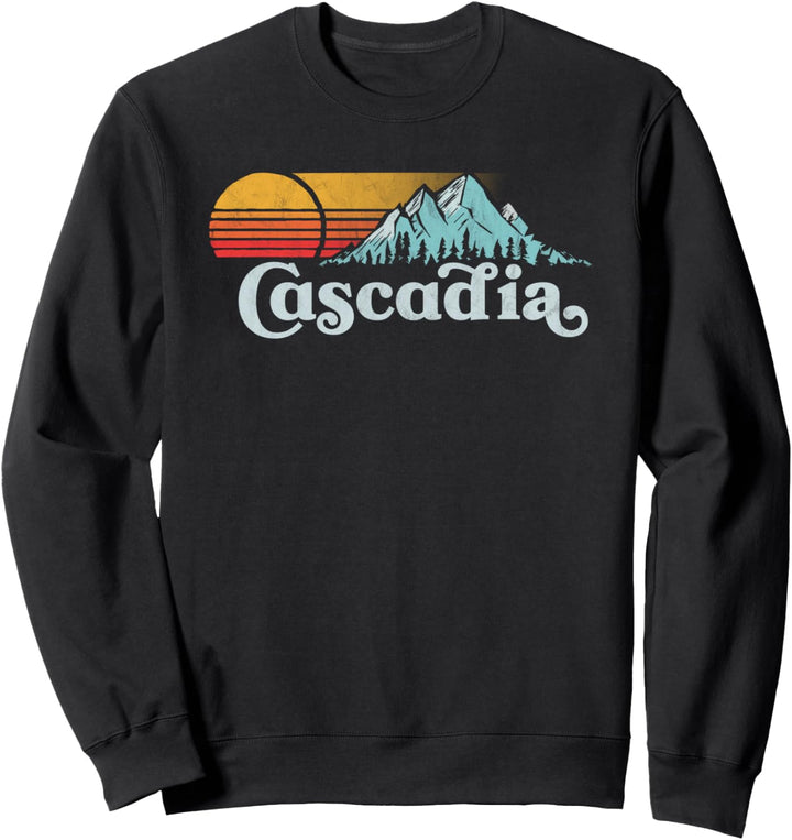 Vintage Cascadia Retro Distressed Vibe Mountains Sweatshirt