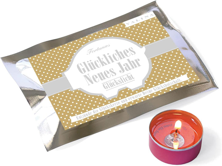 Fortunas Glückslicht/Dots/Gold/Glückliches neues Jahr / 10er Pack