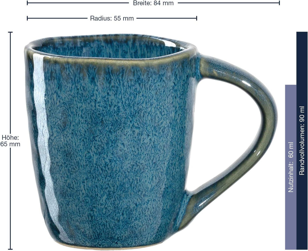 Leonardo Matera Espressotassen 4er Set, Mokka-Becher aus Steingut, spülmaschinengeeignete Espresso-G
