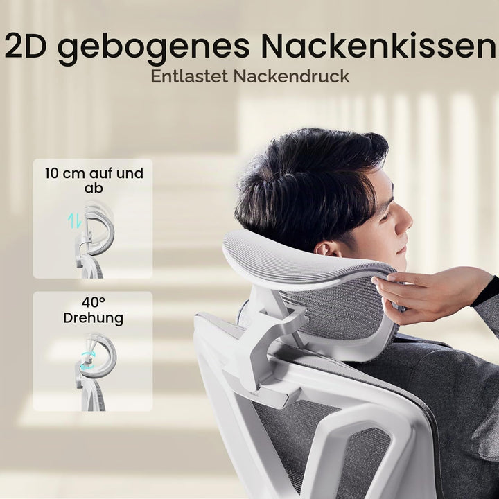 Hbada P5 Ergonomischer Bürostuhl, Schreibtischstuhl mit Verstellbarer Lordosenstütze, atmungsaktive