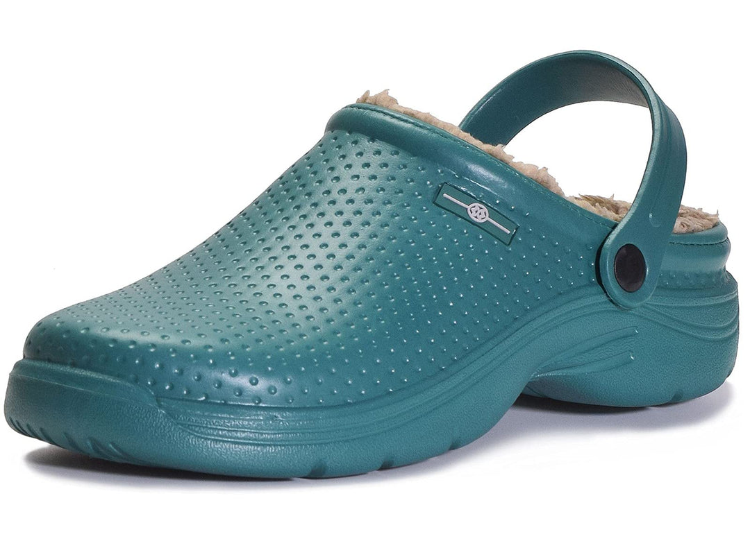 Damen Herren Lined Clogs Winter Hausschuhe Gefüttert Pantoletten Gartenschuhe Wärme Pantoffeln Wasse