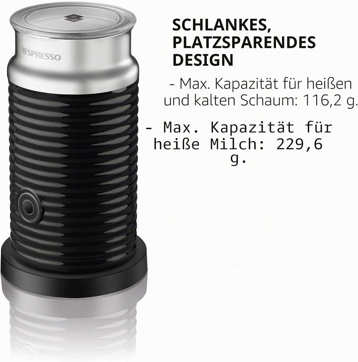 Nespresso Aeroccino3 Milchaufschäumer, Einheitsgrösse, Schwarz, Milchaufsch&amp;