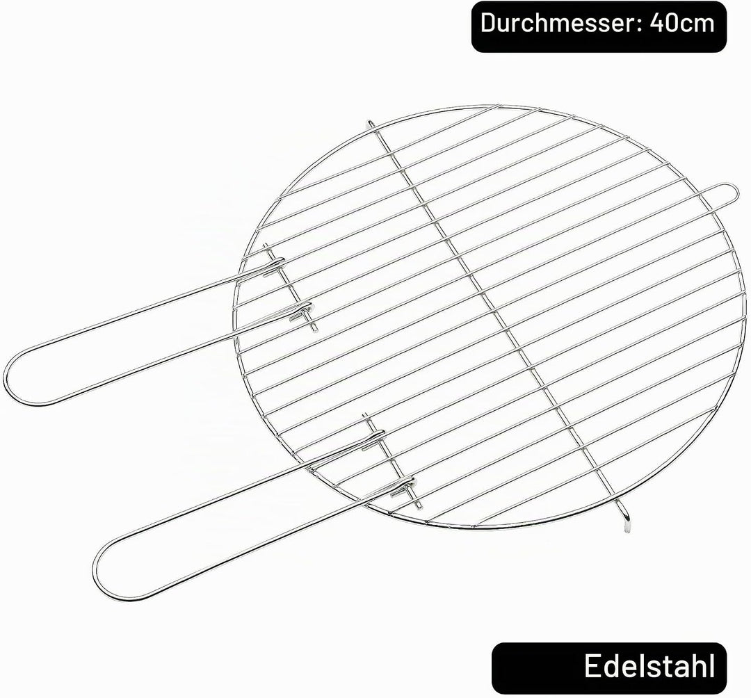 Barbecook Grillrost rund 40 cm mit zwei festen Haltegriffen für Holzkohlegrill, BBQ grill zubehör, e