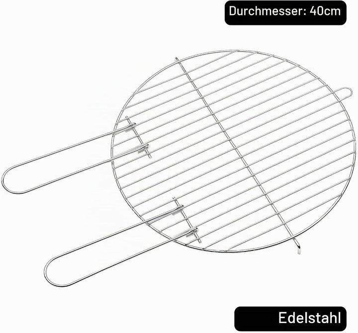 Barbecook Grillrost rund 40 cm mit zwei festen Haltegriffen für Holzkohlegrill, BBQ grill zubehör, e
