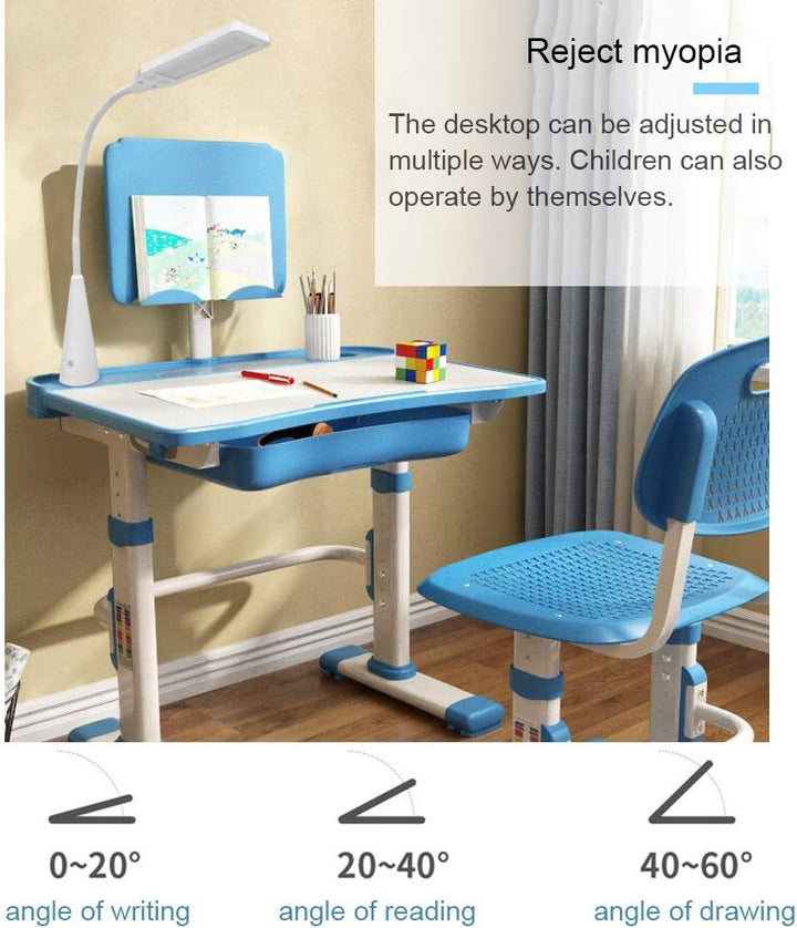 Yinleader Kinderschreibtischstuhlset, ergonomischer himmelblauer Kinderschreibtischstuhl Höhenverste