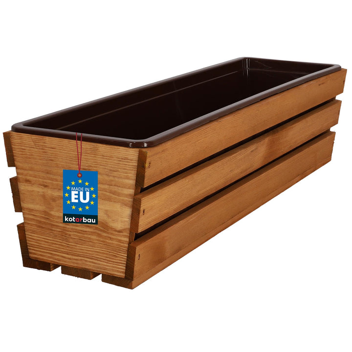 KOTARBAU® Blumenkasten für Balkon, Balkonkasten mit Kunststoffeinsatz 60 x 18 x 15 cm 1 Stück Eiche,
